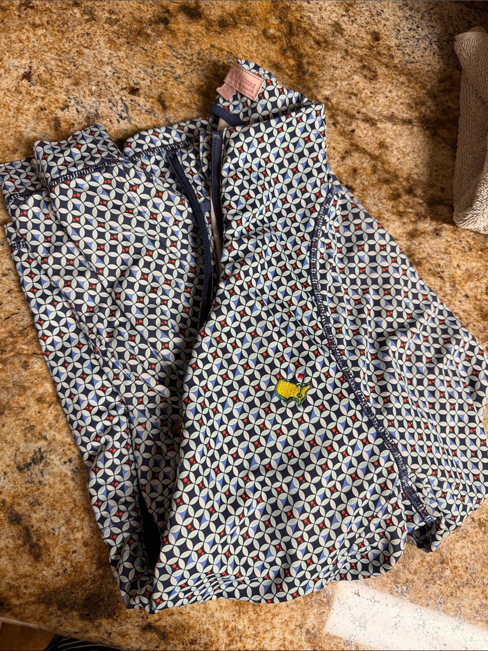 Masters Lightweight Geometric Zip Jacket - Blue & White with Yellow Accent